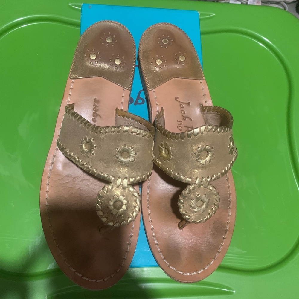Jack Rogers Gold Stardust Sandals - size 10